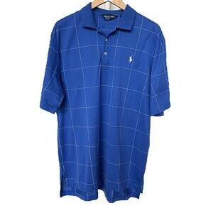 Polo Ralph Lauren Golf Men's L Blue Checkered Short Sleeve Polo Shirt Casual